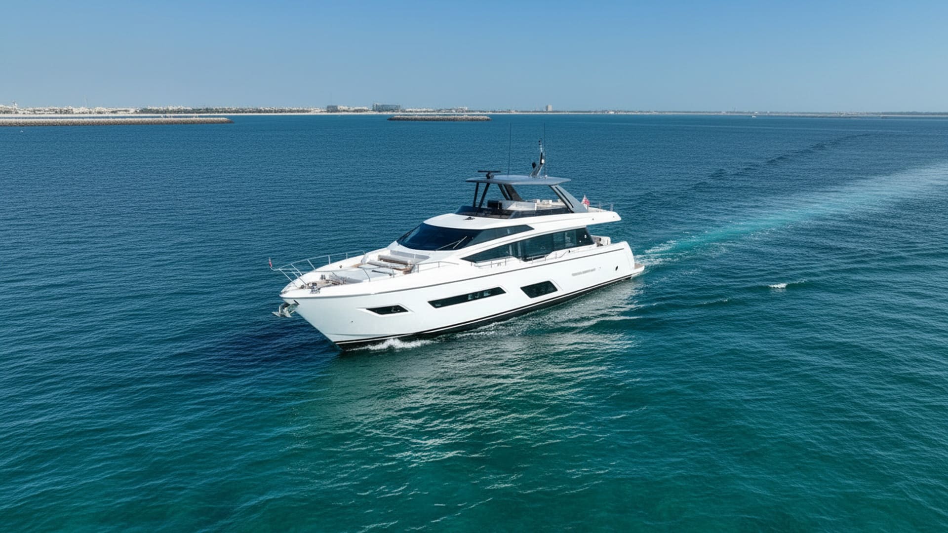 Diamond Knight 78 ft aerial view Dubai Marina charter