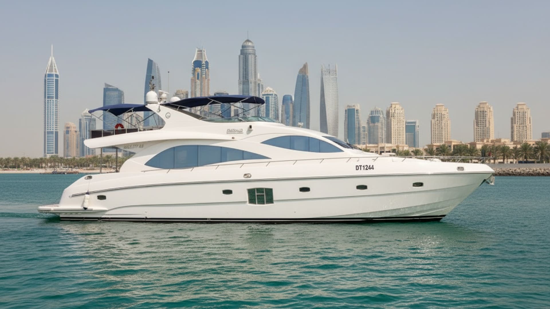 Azure Thunder 88 ft luxury yacht cruising Dubai Marina