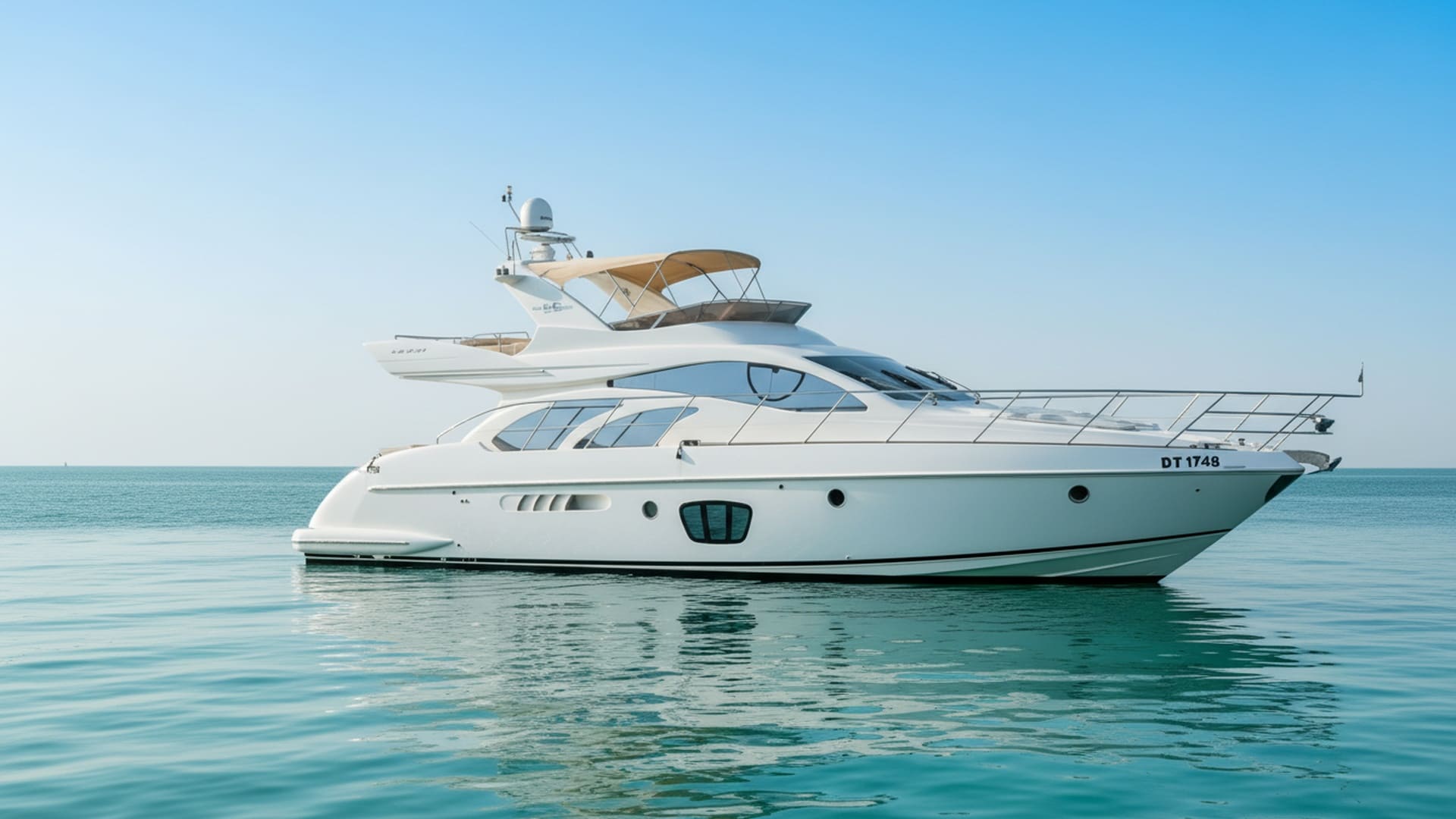 Sunrise Ocean 55 ft yacht exterior cruising Dubai waters