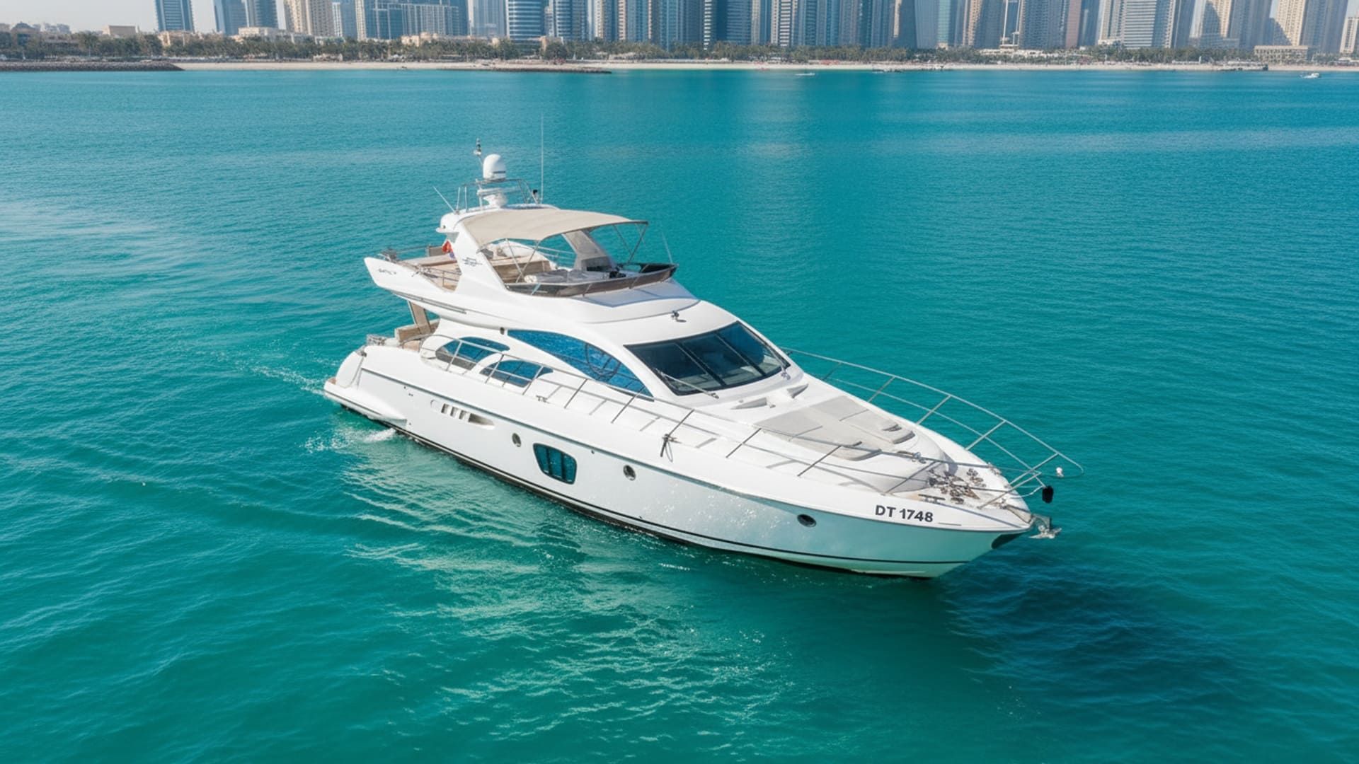 Wave Destiny 55 ft aerial view, Dubai Marina yacht rental