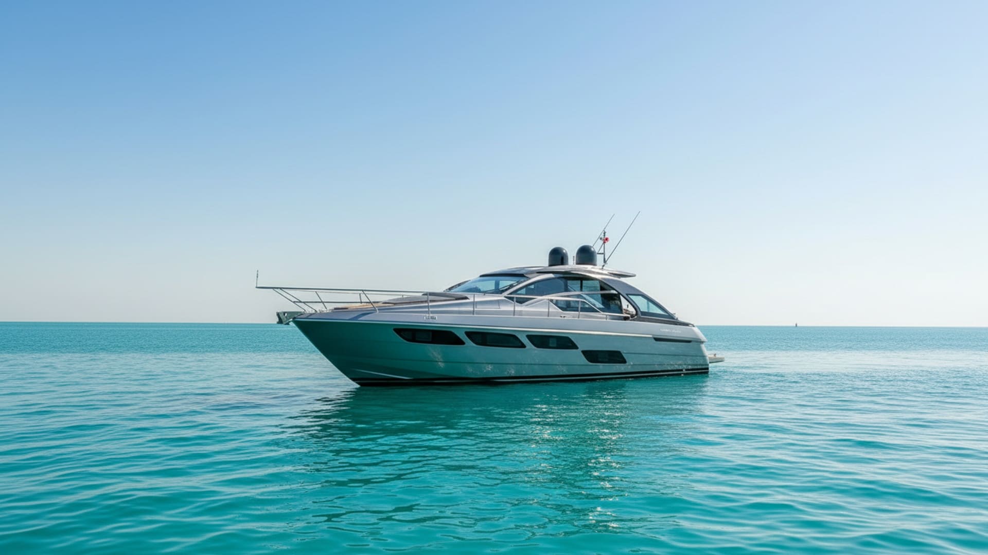 Sleek exterior of Vision Knight 52 ft yacht on water