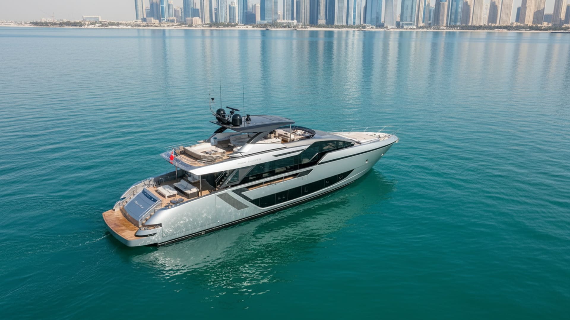 Diamond Oasis 82 ft aerial view cruising Dubai