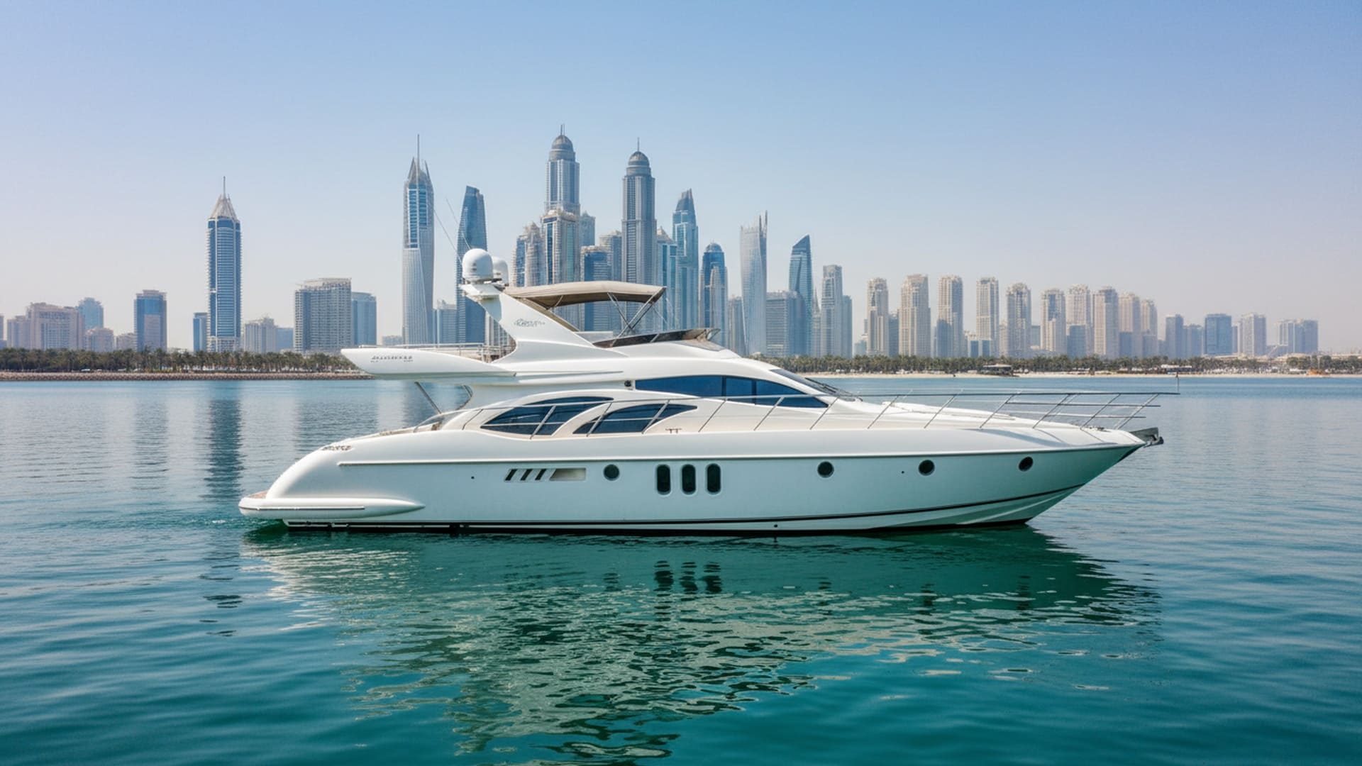 Spirit Wind 62 ft luxury yacht, Dubai Marina view
