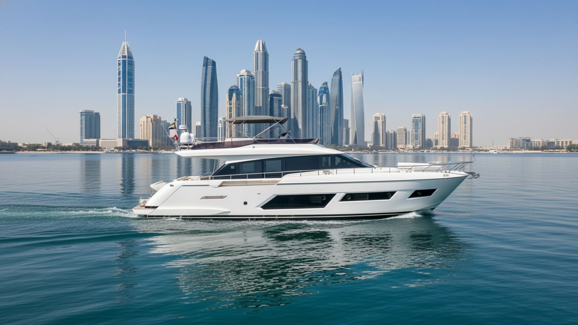 Aerial view of Sapphire Lady 67 ft, luxury yacht in Dubai