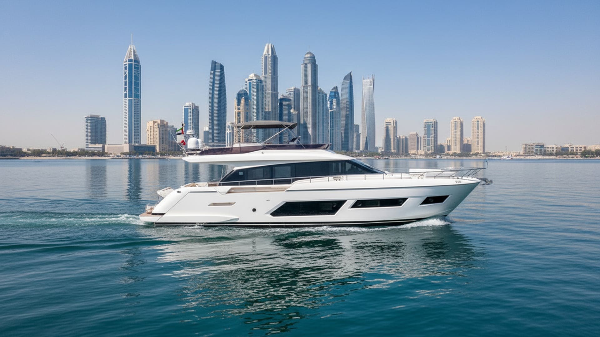 Sapphire Lady 67 ft luxury yacht cruising Dubai Marina